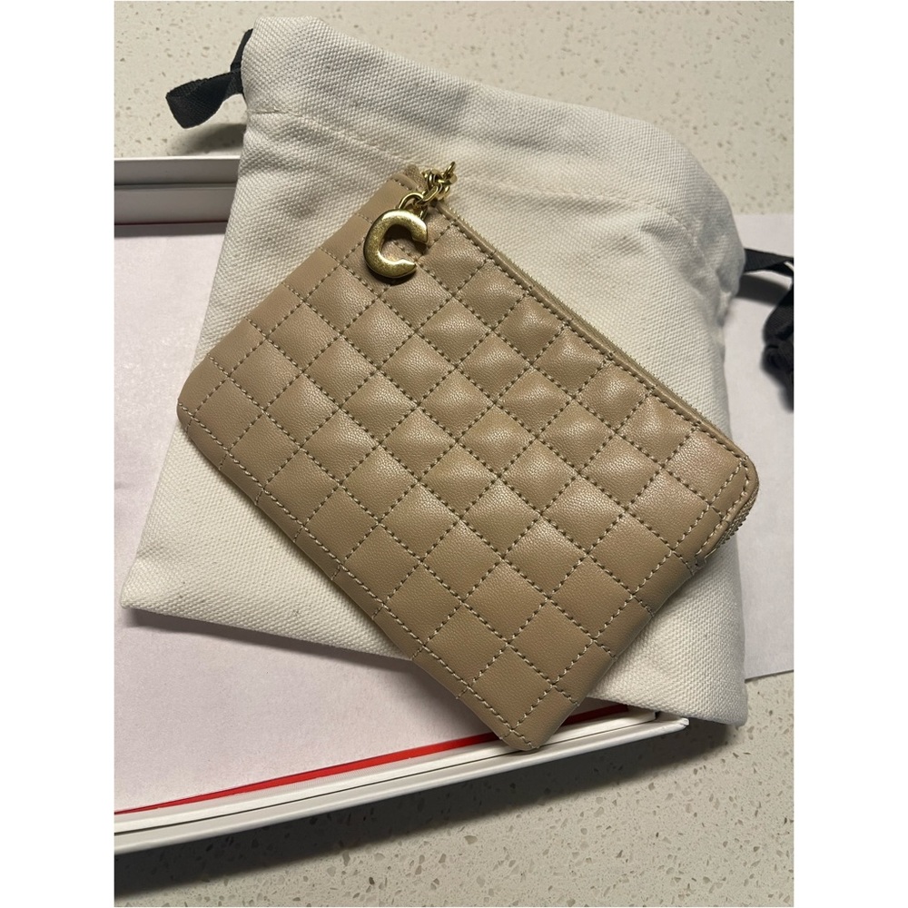 Celine - Quilted Calfskin C Charm Coin and Card Pouch in Nude
